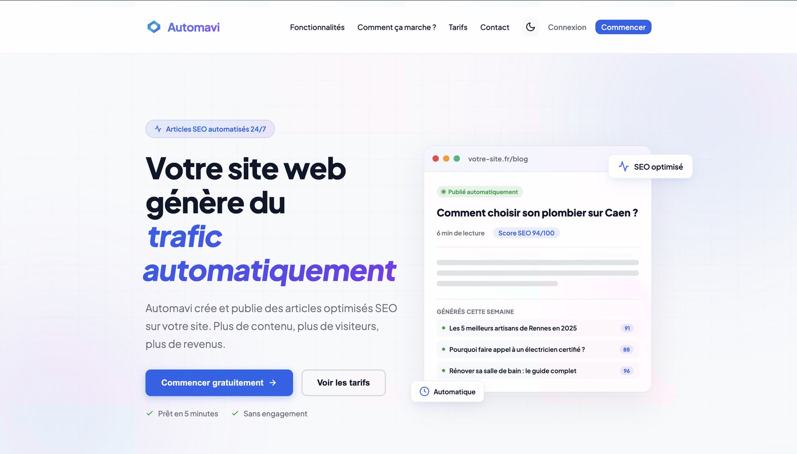 Capture d'écran du site Automavi