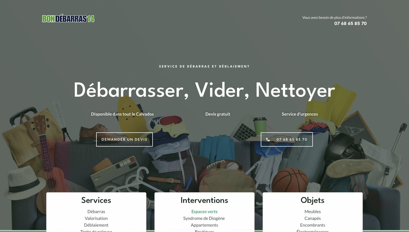 Capture d'écran du site Bon Débarras 14
