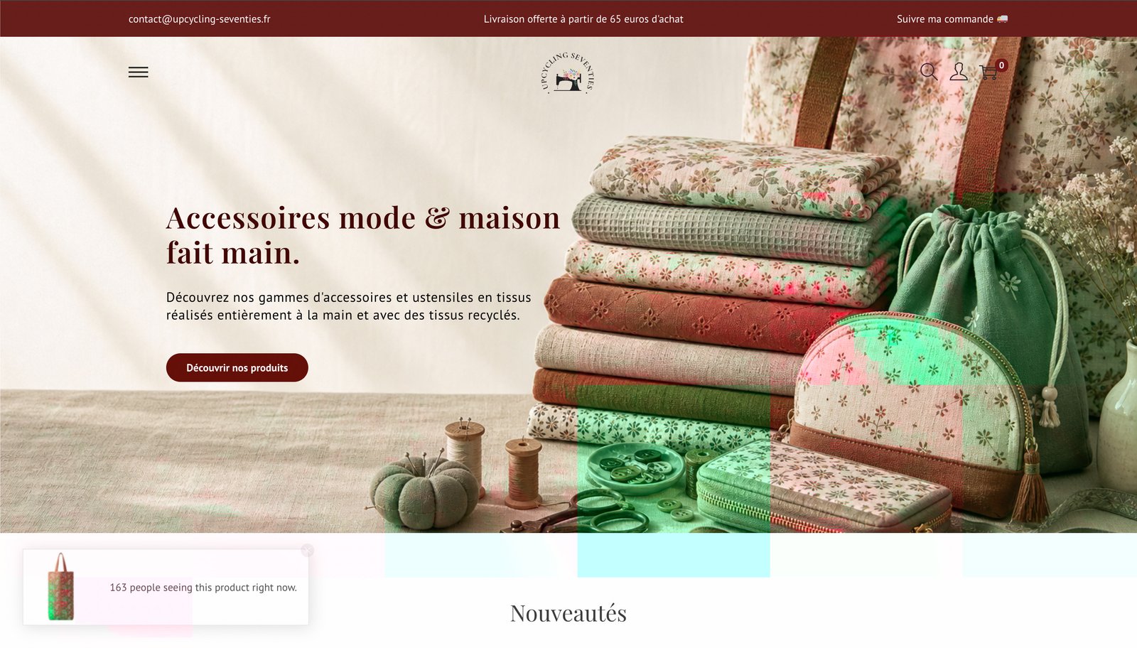 Capture d'écran du site Upcycling Seventies